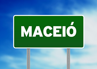 Image showing Green Road Sign - Maceio, Brazil