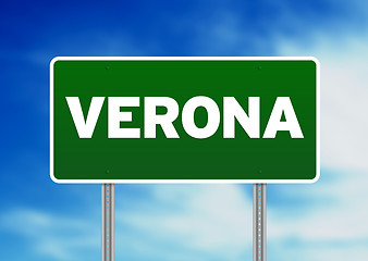 Image showing Green Road Sign - Verona, Italy