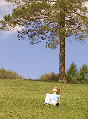 Image showing Girl on the lawn