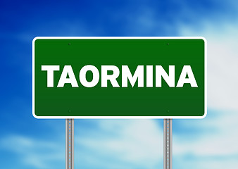 Image showing Green Road Sign - Taormina, Italy
