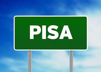Image showing Green Road Sign - Pisa, Italy