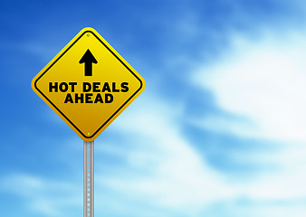 Image showing Hot Deals Ahead Road Sign