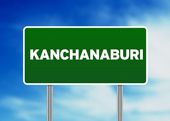 Image showing Green Road Sign - Kanchanaburi, Thailand