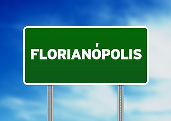 Image showing Green Road Sign -  FlorianÃ³polis, Brazil