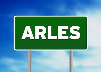 Image showing Green Road Sign -  Arles, France