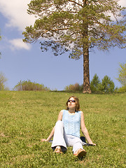 Image showing Girl on the lawn