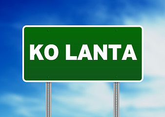 Image showing Green Road Sign - Ko Lanta, Thailand