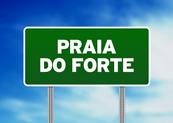Image showing Green Road Sign - Praia do Forte, Brazil