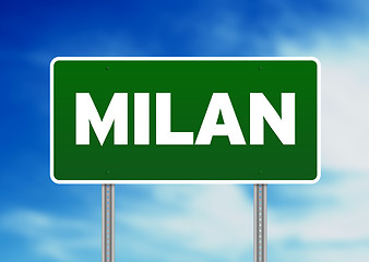 Image showing Green Road Sign - Milan, Italy