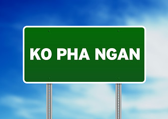 Image showing Green Road Sign - Ko Pha Ngan, Thailand