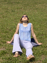 Image showing Girl on the lawn