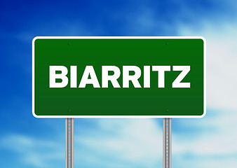 Image showing Green Road Sign -  Biarritz, France