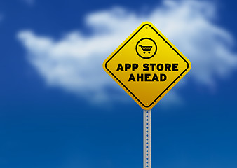 Image showing App Store Ahead Road Sign