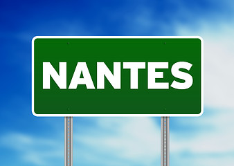 Image showing Green Road Sign -  Nantes, France