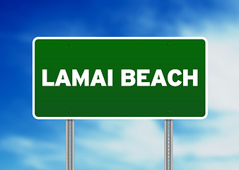 Image showing Green Road Sign - Lamai Beach, Thailand