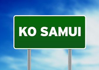 Image showing Green Road Sign - Ko Samui, Thailand