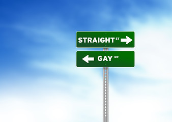 Image showing Straight and Gay Road Sign