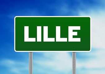 Image showing Green Road Sign -  Lille, France