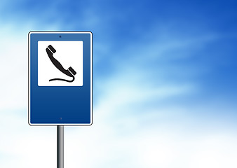 Image showing Blue Road Sign - Emergency Phone