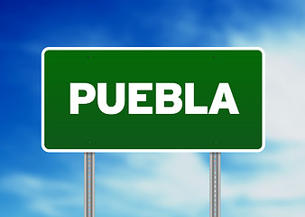 Image showing Green Road Sign - Puebla, Mexico