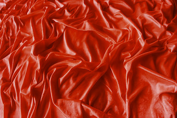 Image showing Red wrinkled silk fabric
