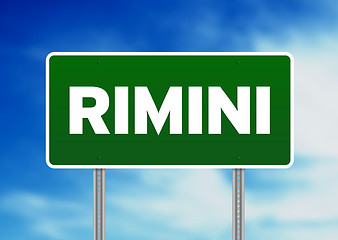 Image showing Green Road Sign - Rimini, Italy