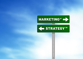 Image showing Marketing and Strategy Road Sign
