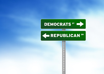 Image showing Democrats and Republican Road Sign