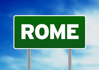 Image showing Green Road Sign - Rome, Italy