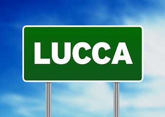Image showing Green Road Sign - Lucca, Italy