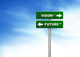 Image showing Vision and Future Road Sign