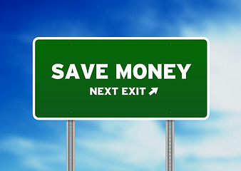 Image showing Save Money Highway Sign