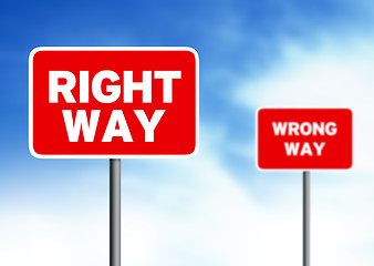 Image showing Right way Wrong way street signs