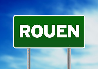 Image showing Green Road Sign -  Rouen, France