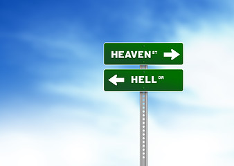 Image showing Heaven and Hell Road Sign