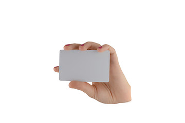 Image showing Credit card female hand holding