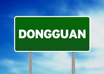 Image showing Green Road Sign - Dongguan