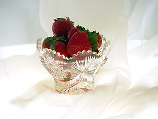 Image showing Strawberries in Crystal Bowl