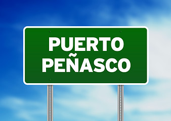 Image showing Green Road Sign - Puerto PeÃ±asco