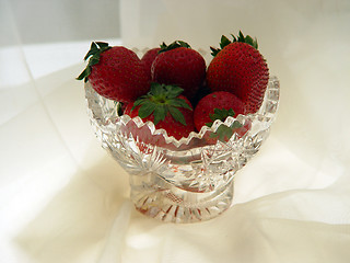 Image showing Strawberries and Silk