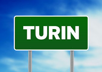 Image showing Green Road Sign - Turin, Italy