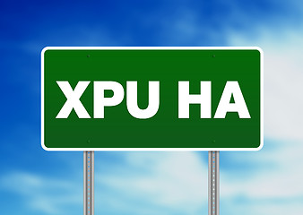 Image showing Green Road Sign -  Xpu Ha, Mexico