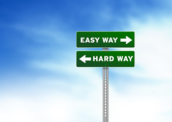 Image showing Easy Way, Hard Way Road Sign