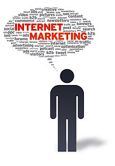 Image showing Paper Man with internet marketing Bubble