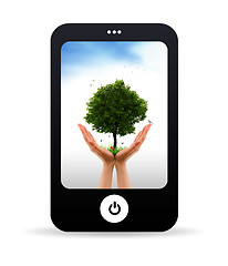 Image showing Mobile Phone and Tree alive