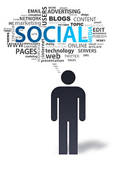 Image showing Paper Man with social media Bubble