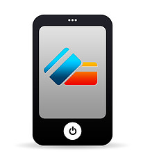 Image showing Mobile Phone with Credit Card Icons