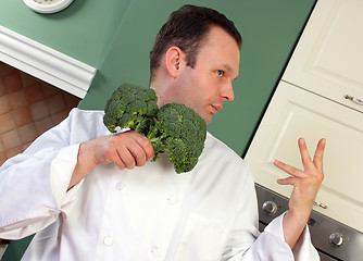 Image showing Chef and broccoli