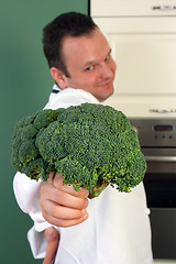 Image showing Chef and broccoli