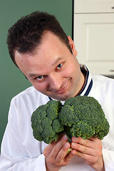 Image showing Chef and broccoli